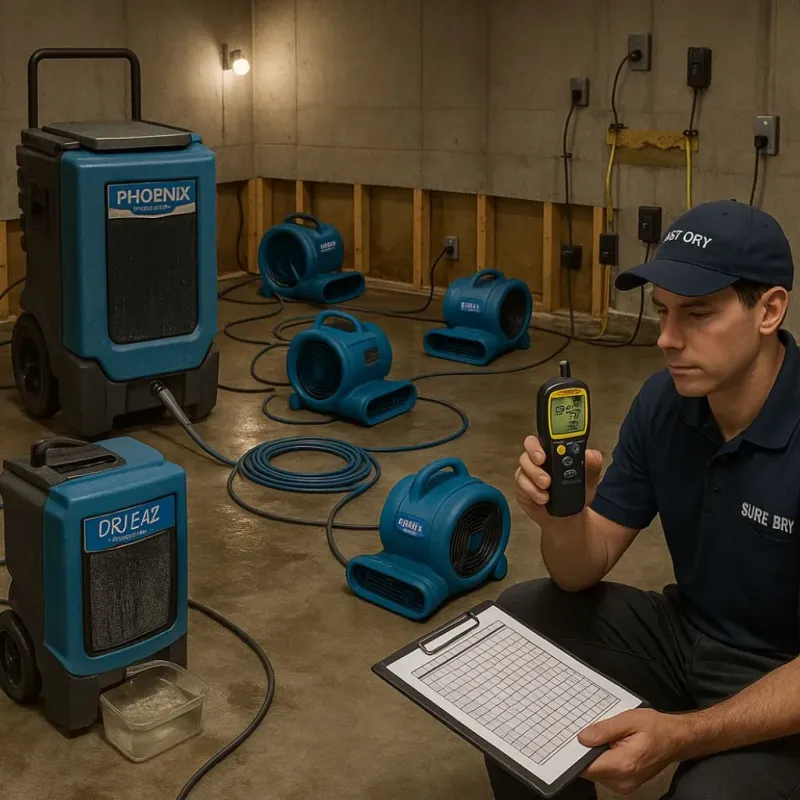 Structural Drying and Dehumidification process in Wolfforth, TX